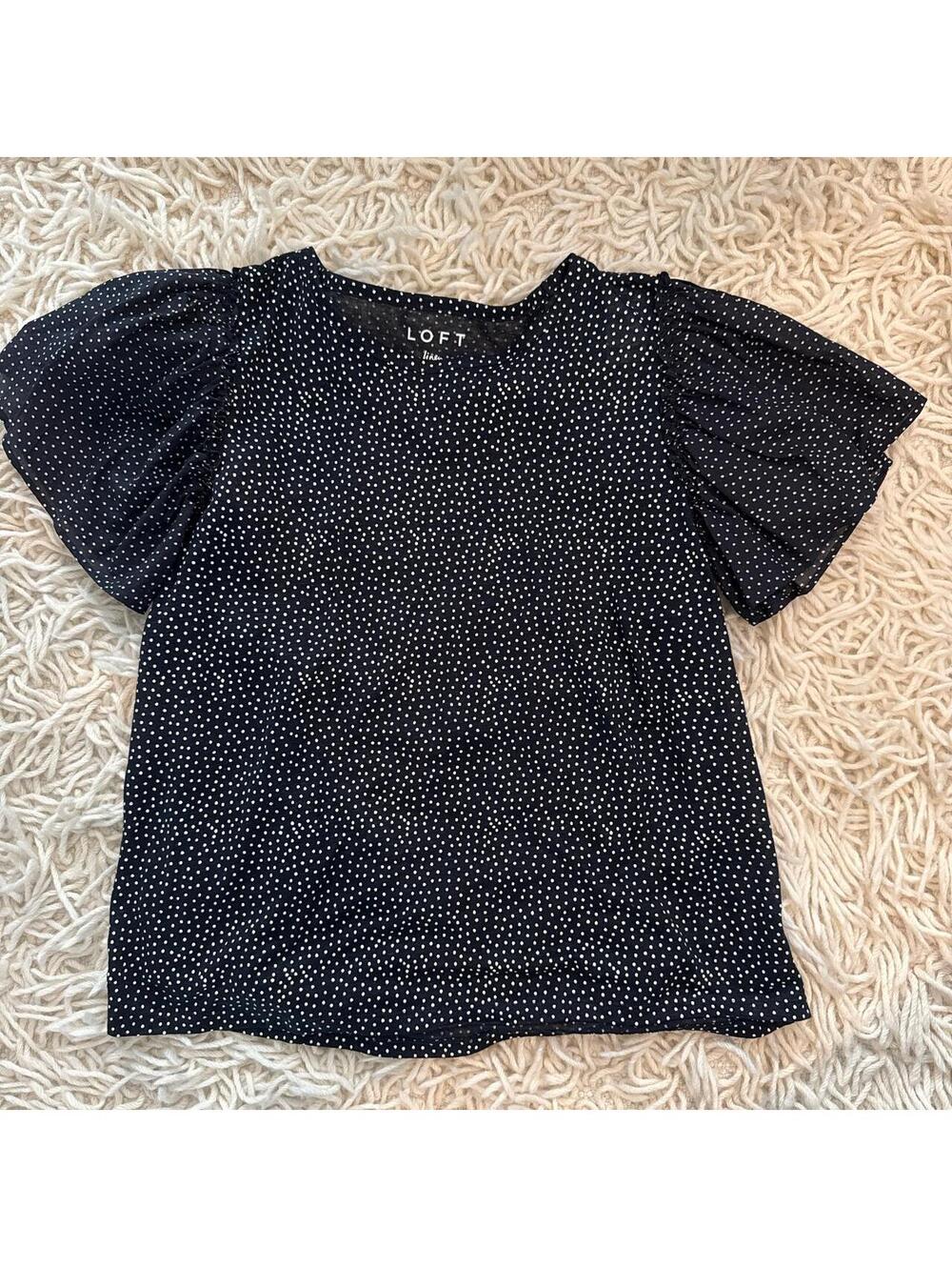 Loft Women's Navy and White Shirt